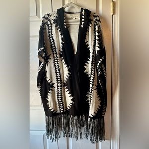 Vintage Havana Aztec Cream & Black Poncho Hoodie